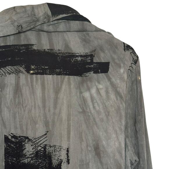 Art of Cloth Hand Made Dyed Size Medium Gray Black Open Front Jacket Pockets - Picture 6 of 8